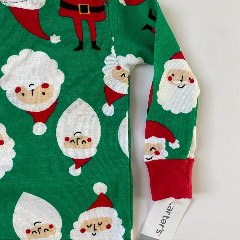 Santa Pajamas Size 18 Months NWT New Boys Girls Green Red Carter’s Striped Pants